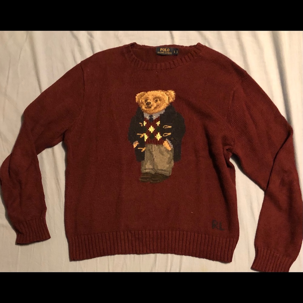 Polo Ralph Lauren burgundy Polo Bear Sweater